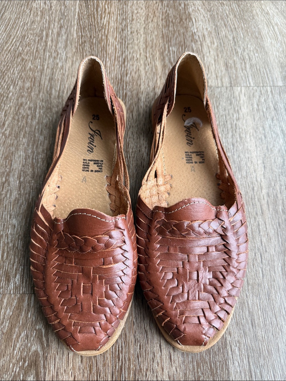 Brown Huarache Leather Slip-On Flats